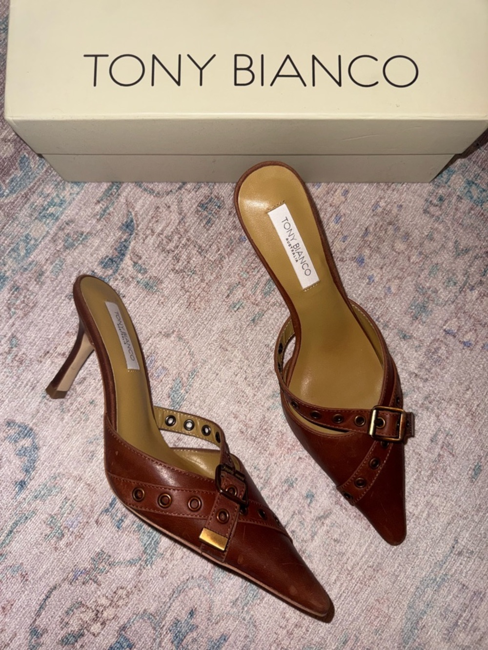 Tony Bianco Savoir Mules Congac size 6.5